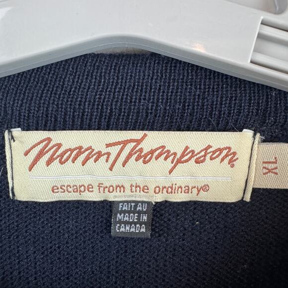 VTG Norm Thompson Dark Navy Geometric Wool-Blend Sweater Canada Size XL - Picture 4 of 11